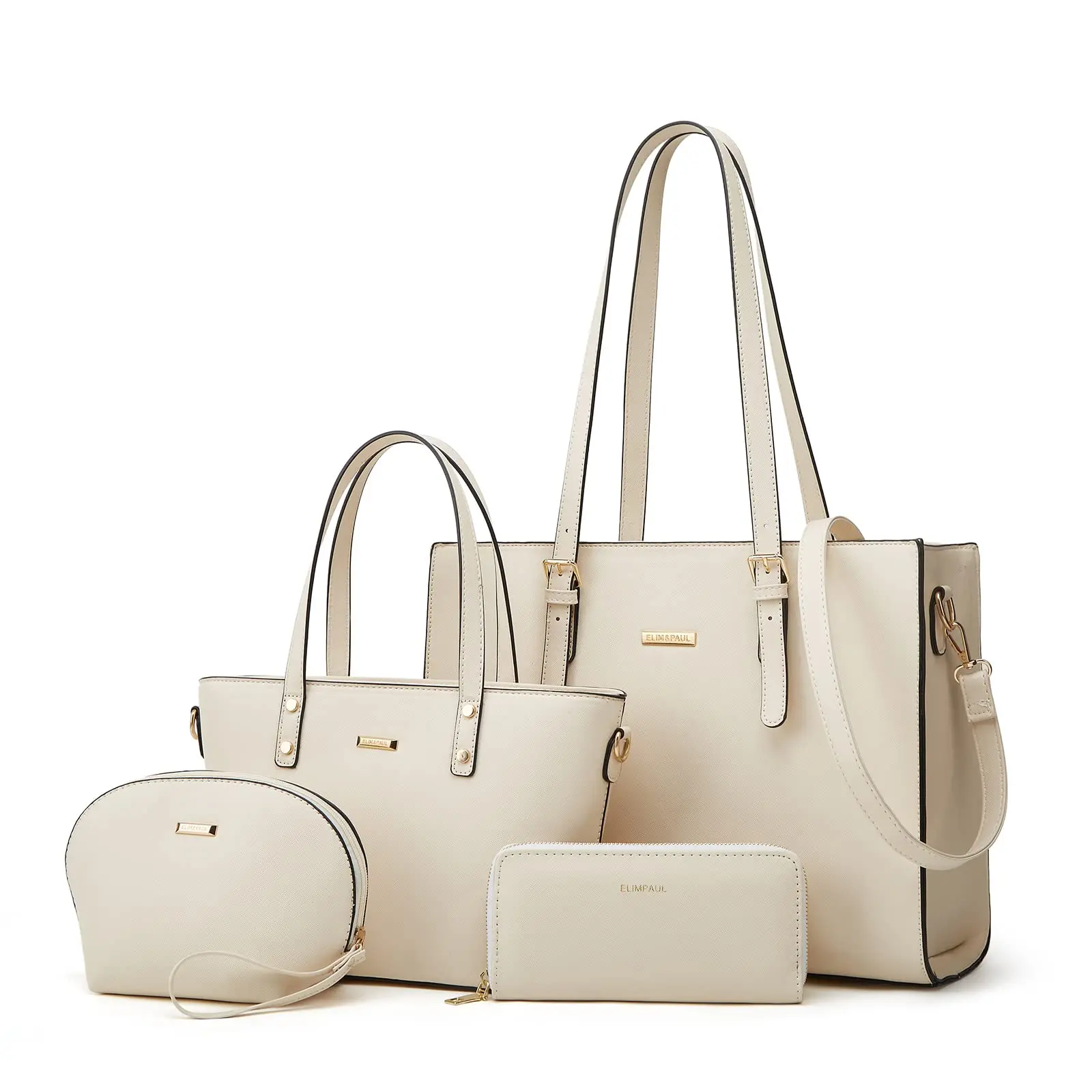 Women's Fashionable 4-Piece Synthetic Leather Bag Set - Tote, Shoulder, Top Handle Satchel for Everyday, Work Use (Synthetic Leather Purses, Women's Tote Bags)