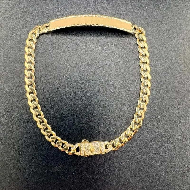 14k Gold Custom Name Plaque Bracelet, 3.5mm Width, Available in 7-7.5-8 Sizes