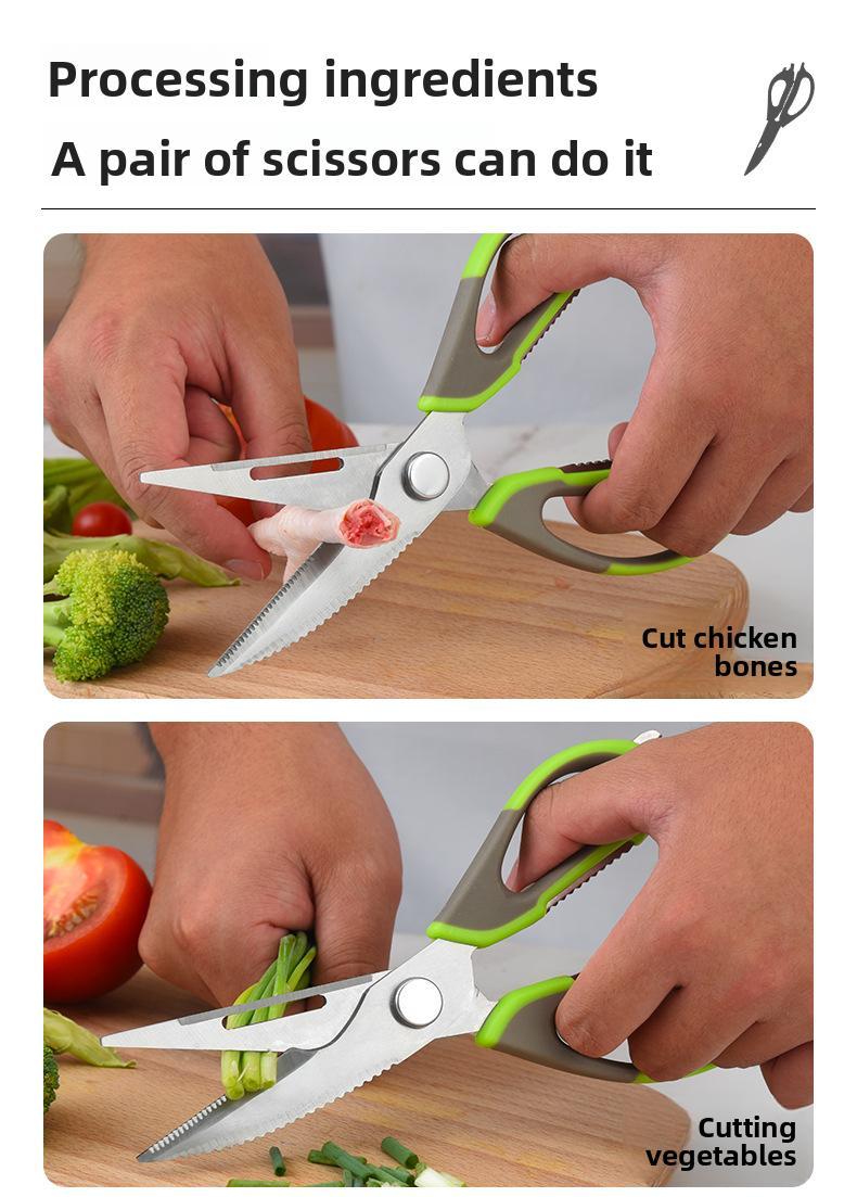 [Holiday Haul] Multi-Functional Kitchen Scissors with Magnetic Stand, Stainless Steel Detachable Blade Locking System, Large Handle for Meat Fish Fruits Bones Shells Bottles