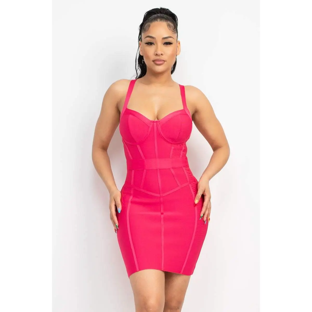 Sweetheart Wide Strap Bandage Dress