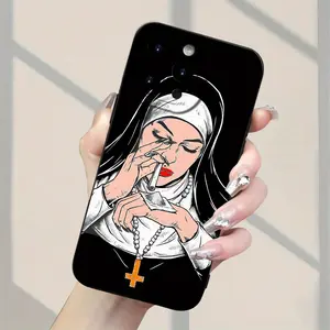 Nun Smoking Pattern Phone Case New Sells Well Classic Creative Fashion Design Large Hole Frosted TPU Soft Protective Case for iPhone7/8/11/12/13/14/15/16/e/16pro/16plus/ 16promax/x/xs max/xr/se/mini