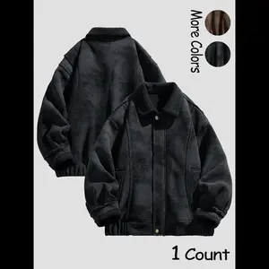 High-Quality Unisex Casual PU Leather Jacket, Oversized Windproof Warm Coat, Fall & Winter Fashion Outerwear, Perfect Gift Idea