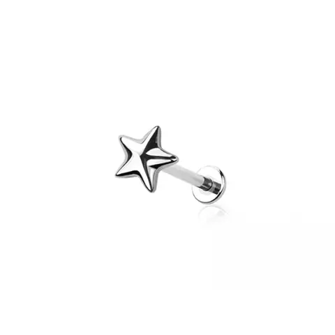Threadless Push In Star Flat Back Stud - 316L Stainless Steel