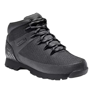 Timberland Euro Sprint Mid Lightweight Waterproof Men's Hiking Boots - Black, Lace Closure, All-Season Comfort, Durable Rubber Outsole, Sporty Hiking Shoes