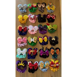 Mouse Ears Scrunchies - Assorted Colors with Various Designs and Shapes for Cute Hair Accessory