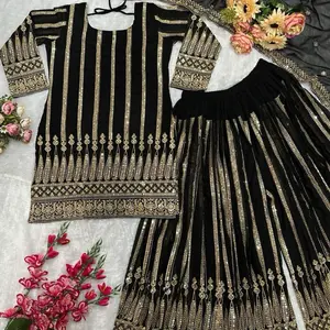 Black Georgette plazo  Suit for Women - Eid Collection, Formal Style, Suitable for Special Occasions - Womenswear