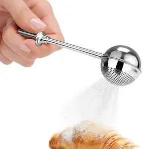 Kitchen Spring-Operated Spice Shaker - 18/8 Stainless Steel Powdered Sugar, Flour Dispenser Utensils Cakes