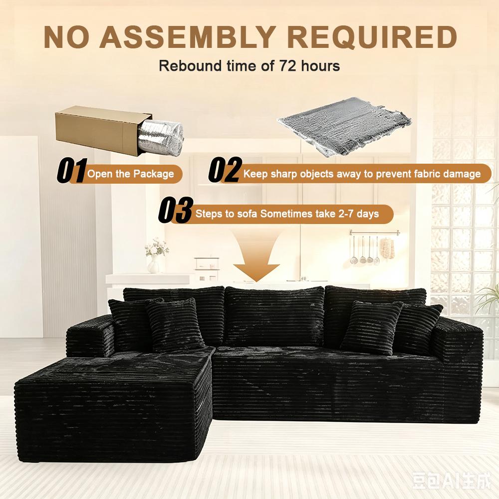 DIGWAC Modern Modular L-Shaped Recliner Sectional Upholstered Sofa - Sturdy Upgraded Independent Pocket Spring Base, Soft Corduroy Fabric, Layered Memory Sponge Padding, Deep Seat Living Room Couch, No Assembly Needed, Ships in 2 Packages