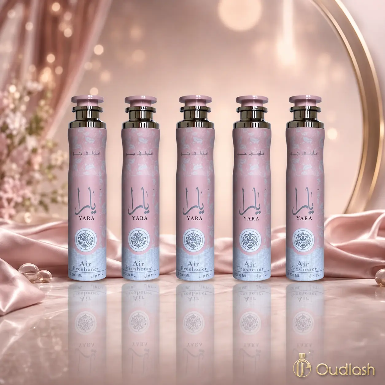 Lattafa Yara Scented Aerosol Spray Air Freshener, 5-Pack Household Bundle, 300 ML Per Bottle, Floral-Fruity-Woody Aroma Home Fragrance for Women's Fragrance Needs