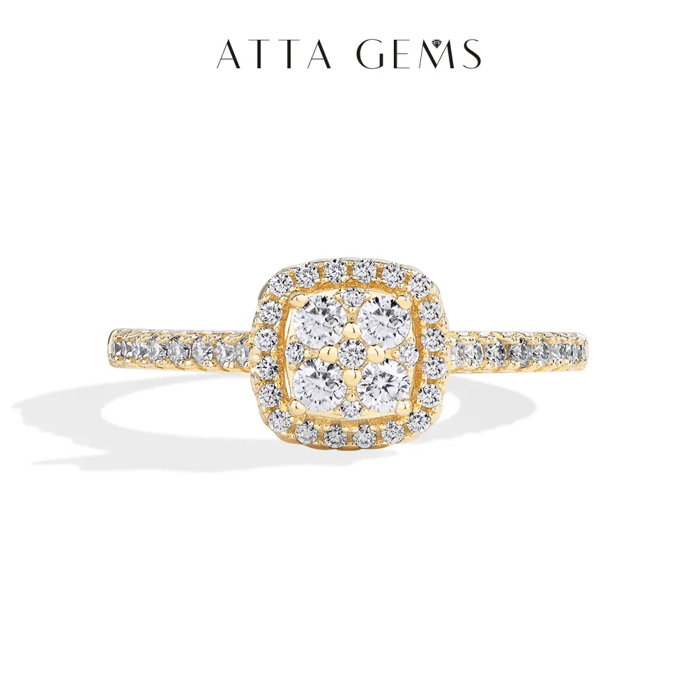 ATTAGEMS D Color VVS1 Lab-Moissanite Engagement Ring for Women, Elegant Cluster Style Fine Jewelry, Wedding and Anniversary Love Gifts, Sparkling Rings, Beautiful Rings tiktokshopbacktoschool