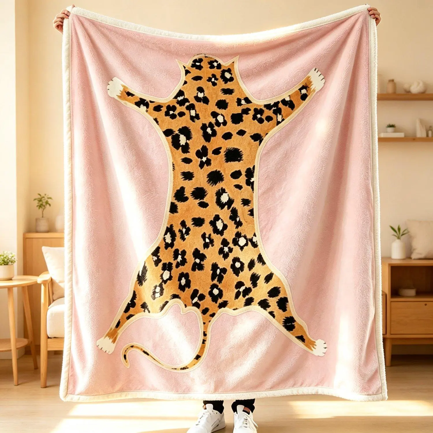 Funny Leopard Cat Print Pink Throw Blanket Soft Flannel Warm Cozy Blanket Vintage Animal Art Pattern Lightweight Blanket For Sofa Couch Bedroom Home Decor Great Gift For Girls Women