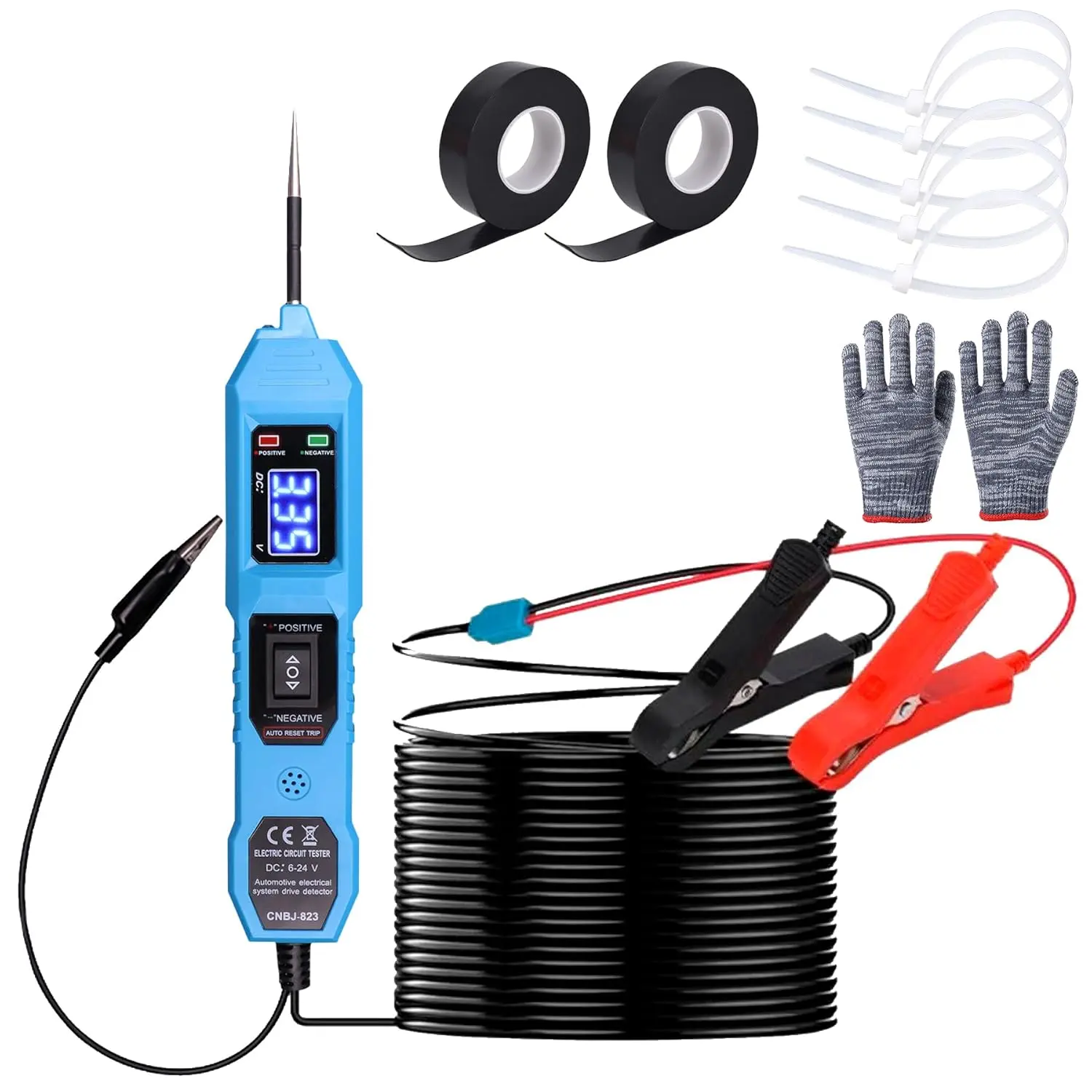 Multifunctional  Circuit Tester,Digital Display Short Circuit Finder,6-24V AC/DC  Power Tester, Component Activation Electrical Tester for Trailer Lights Testing/Continuity Testing