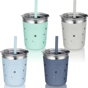 Tiblue 4-Pack 8oz Spill Proof Stainless Steel Tumblers