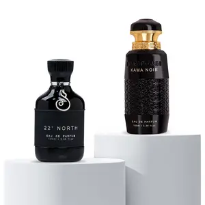 Midnight Mystery Duo | 2-Pack Perfume Set | 2x100ml (6.8 Fl. Oz Total) | 22° North & Kama Noir | Woody, Amber & Vanilla Gourmand Fragrance | Long Lasting Eau De Parfum