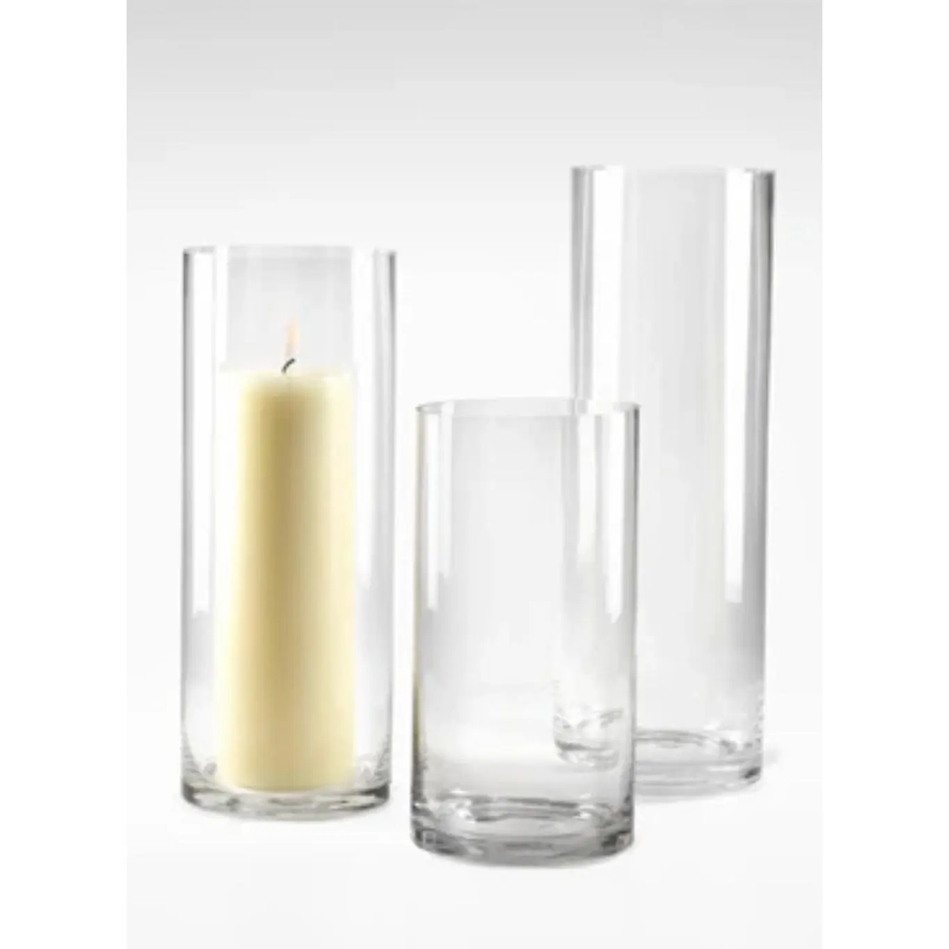 Glass Cylinder Hurricane Vase, 6" D & 12" T