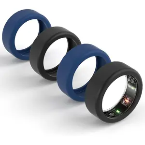 4-Pack Protector Compatible for Oura Ring 4/Gen 4 Ceramic/Ring Gen 3 /ULTRAHUMAN Ring AIR, Case Finger Wrapper Woking Out Women Men (Black*2+Blue*2, M for 11/12/13/14/15)