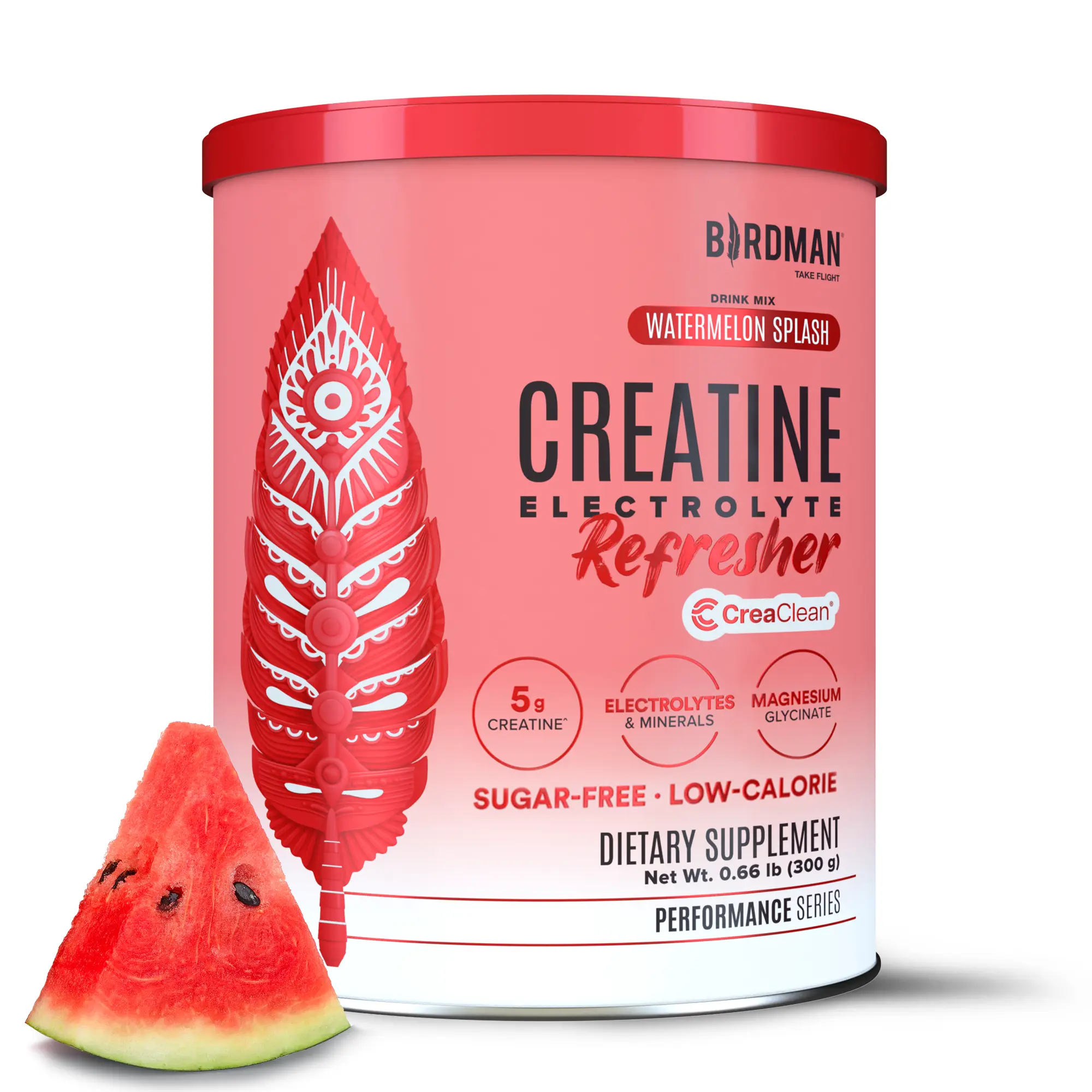 Birdman Creatine Refresher Watermelon Splash - 5g Creatine Monohydrate, Electrolyte Mix, Magnesium Glycinate - Sugar-Free Dietary Fitness Vitamin Hydration Drink Mix for Energy, Recovery - Vegan, CreaClean Third-Party Tested, 30 Servings