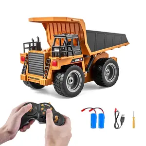 VEVOR RC Dump Truck Toy,  9-Channel 1:18 Scale, Remote Control Dump Truck RC Construction Vehicle Truck Toy with Metal Bed & Light, 2 Rechargeable Batteries for Toddlers Kids Boys and Girls Age 8+