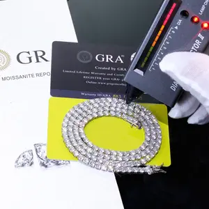 Fast Shipping Hip Hop Iced Out 2/3/4/5mm Moissanite Tennis Chain Men Women 925 Silver Moissanite Tennis Necklace GRA Certificate