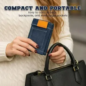 Mini Denim Wallet Card Holder, Portable Wallet, Foldable Multi-Functional Storage Organizer, Compact Money Clip, Essential Accessory for Everyday Use