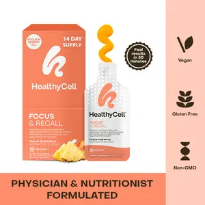 HealthyCell Focus & Recall - Pineapple - MicroGel Technology for Enhanced Absorption - HealthCare Supplement, Soy Free, Non-GMO, Gluten-Free - Nootropics for Focus Memory & Cognitive Speed