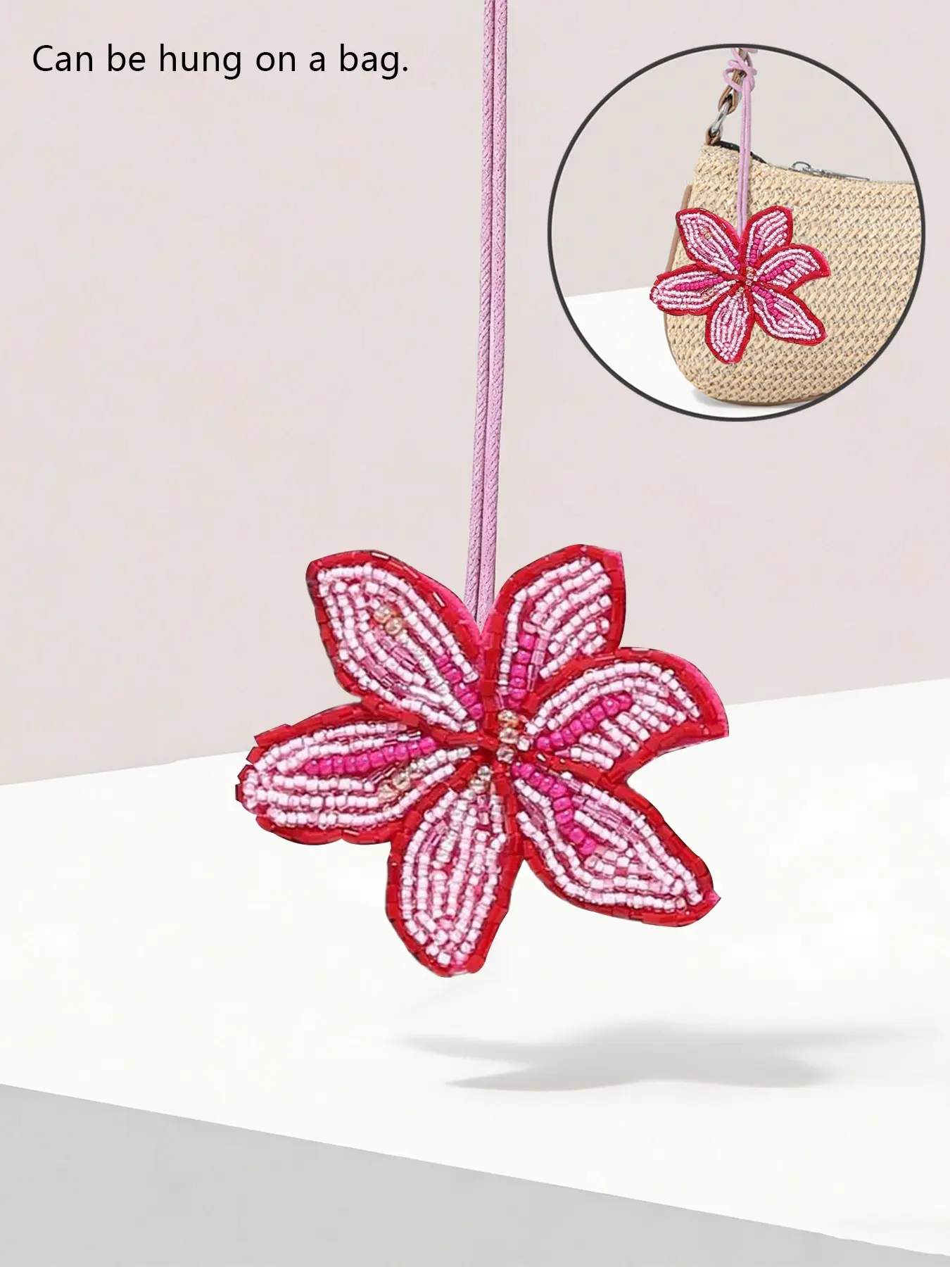 Personalized bead flower pattern women's bag pendant, Cute bag pendant, Cute Purse Charms, Valentine's Day personalized luggage pendant, keychain, Charms for bags, suitable for sending girlfriends on Valentine's Day