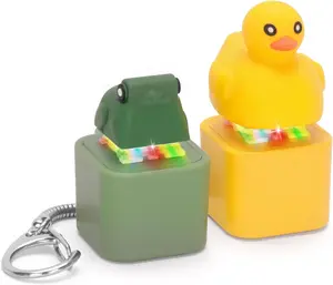 Frog Croaking Fidget Toy - Rechargeable Quacking Duck Keychain, Quacking Duck Stress Reliever with Colorful Lights, Fun & Portable Anxiety Relief Toy ，Quacking Duck&Frog Croaking，anxiety relief portable gift