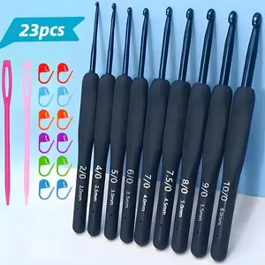 23pcs crochet hook set, 2-6mm hook ergonomic design, equipped with knitted hook products, suitable for hook beginners/enthusiasts (accessory color random)