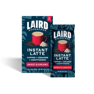 Laird Superfood Instant Latte with Adaptogens - Single Serve Coffee & Creamer - 5.5 oz (150g) Packets