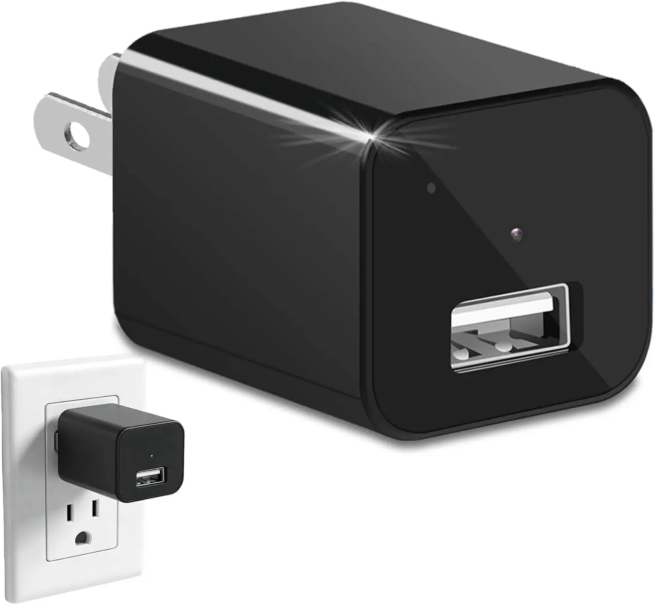 1080P Mini Camera charger for Pets 1080p Security Camera with 32G Card Night Vision and Motion Detection Plug Movie Monitor cameras for home（NO WIFI)）