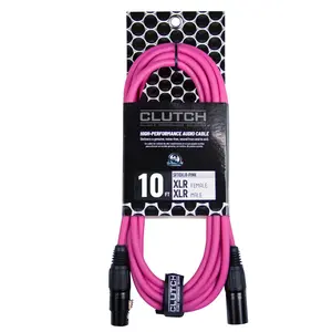 Clutch 10' Pink Sure-Fit XLR Female to XLR Male Microphone / Speaker Cable