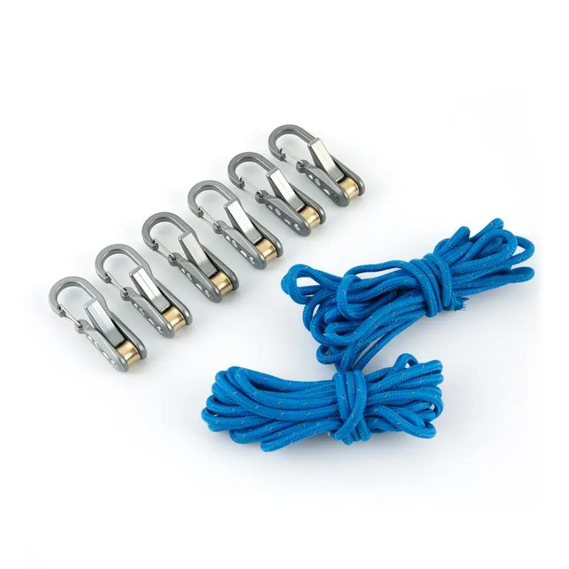 6-Pack Bundle Adjustable Rope Tightening Tool & Tensioner (6 Units) with Rollercam Technology, Retractable Synthetic Rope, Alloy Buckle, Reflective Cord, Manufacturer Warranty for Boating, Camping Tent Building
