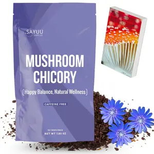 SAYUU Mushroom Chicory Blend – Caffeine-Free Coffee Alternative with Lion's Mane, Reishi, Turkey Tail – Supports Digestion, Focus & Immunity – Vegan & Eco-Friendly, 30 Servings