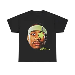 Allen Iverson Inspired Vintage Graphic T-shirt 90s Styled Retro Top with Hip-Hop Vibes and Comfortable Fit Crewneck Shortsleeve