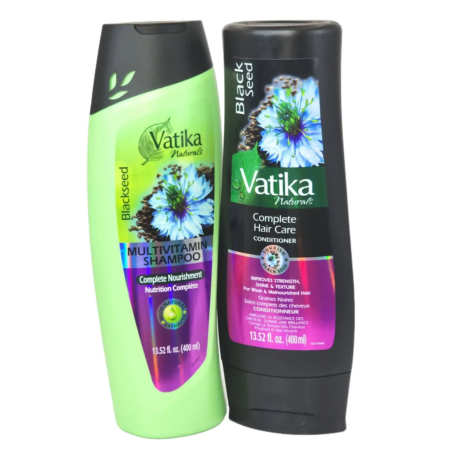 Vatika Naturals Blackseed Multivitamin Shampoo and Conditioner Pack, Nourishing Hair Care for Growth Boost, For All Hair Types - 2 x 13.52 fl oz (400ml), All Types