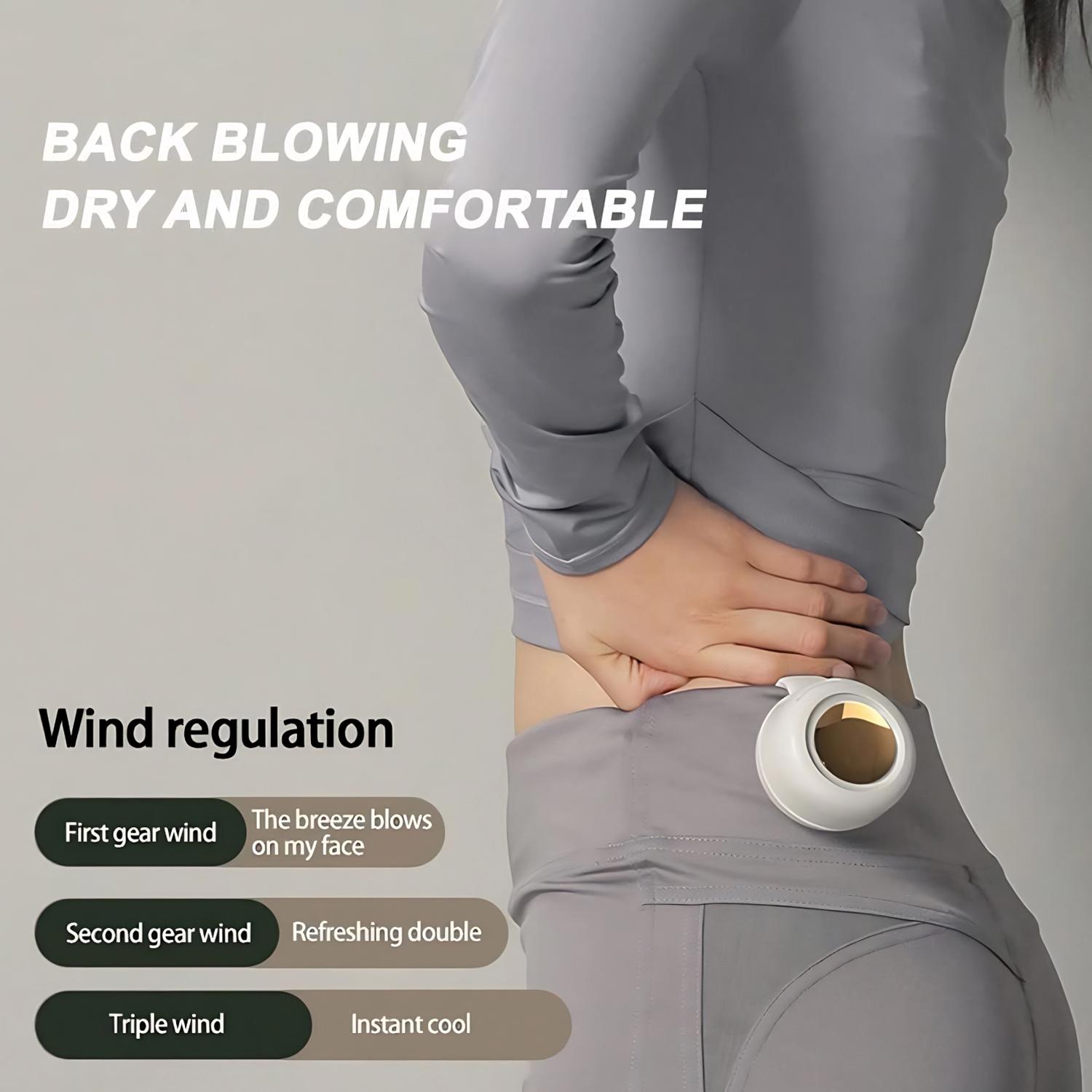 Portable USB Rechargeable Small Hands-free Fan Whirlwind Bladeless Fan 3-Speed Suspended Collar Waist Rotatable Fans for Outdoor Travel Office Travel