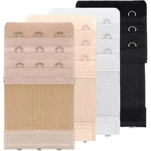 4 count Women's Bra Extenders 3 Hooks 3 Rows, Elastic Bra Extenders, Soft Stretchy  Bra Extension Strap, Adjustable Bra Extender (Black, White, Nude, Beige)