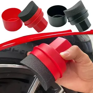 Car Wheel Waxing Sponge Brush, Car Tire Cleaning Brush Car Polishing Sponge, Easy Grip Arc-Shaped Brush, Hand-Held Curved Tire Oiling Sponge With Cover Polishing Sponge Brush, Car Detailing Brush, Car Detail Cleaning Accessories