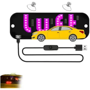 Driver-Specific USB Car LED Light Sign, Windshield Taxi Light Sign with Display, Suitable for Sedans, SUVs, and Cars, Easy Suction Cup Installation, USB Type-A Switch Cable