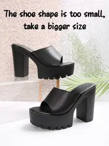 Women's Fashionable Solid Color Chunky Heeled Sandals, Casual Versatile Chunky Block Heel Slip on Sandals for Summer, Lightweight Breathable Comfortable Shoes for Daily Wear, Girl, Fashionable Footwear