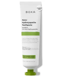 Boka Fluoride Free Toothpaste, Nano Hydroxyapatite Toothpaste, Appropriate for Sensitive Teeth - for Adult, Kids Oral Care - Cucumber Mint Flavor, 4 Fl Oz US Manufactured