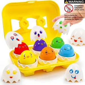 Montessori Egg Toys for Kids, Early Preschool Educational Learning, Fine Motor Skills Development, Color Sorting & Stacking Game, Play, Gift