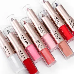 2 In 1 Lip Liner Long Lasting Moisturizing Makeup Matte Lip Gloss Dual Ended Beauty Stick Waterproof Sweat Proof Lipstick Cosmetic