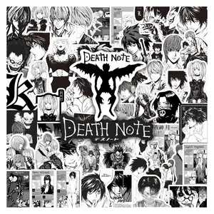 55pcs Death Note Anime Stickers Pack, Waterproof Durable Sticker Mystery Thriller Iconic Character & Symbol Decals, Premium Self Adhesive Skull Stickers for Laptop, Water Bottle, Journal & Scrapbook, Anime & Mystery Thriller Fan Gift, Sticker Packs