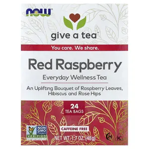 NOW Foods Red Raspberry Tea, Caffeine Free, 24 Tea Bags, 1.7 oz (48 g)