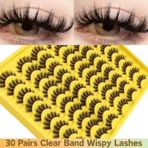 Enron Diary 30 Pairs Natural Thick Russian Volume Lashes, 3D Dramatic Curl Effect, Long & Thick, Perfect for Lengthening, Elevating, Volumizing, High Quality Eyelashes, Cosmetic False Eyelashes