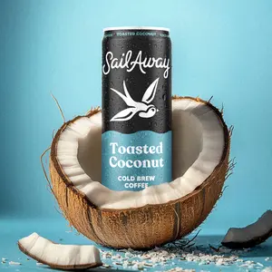 LIMITED TIME Sail Away Toasted Coconut Cold Brew Iced Coffee Beverage, 11.5oz 12 Pack, Ready to Drink Coffee, Dairy Free, Natural, Smooth, Gluten Free, Vegan, 220mg Caffeine