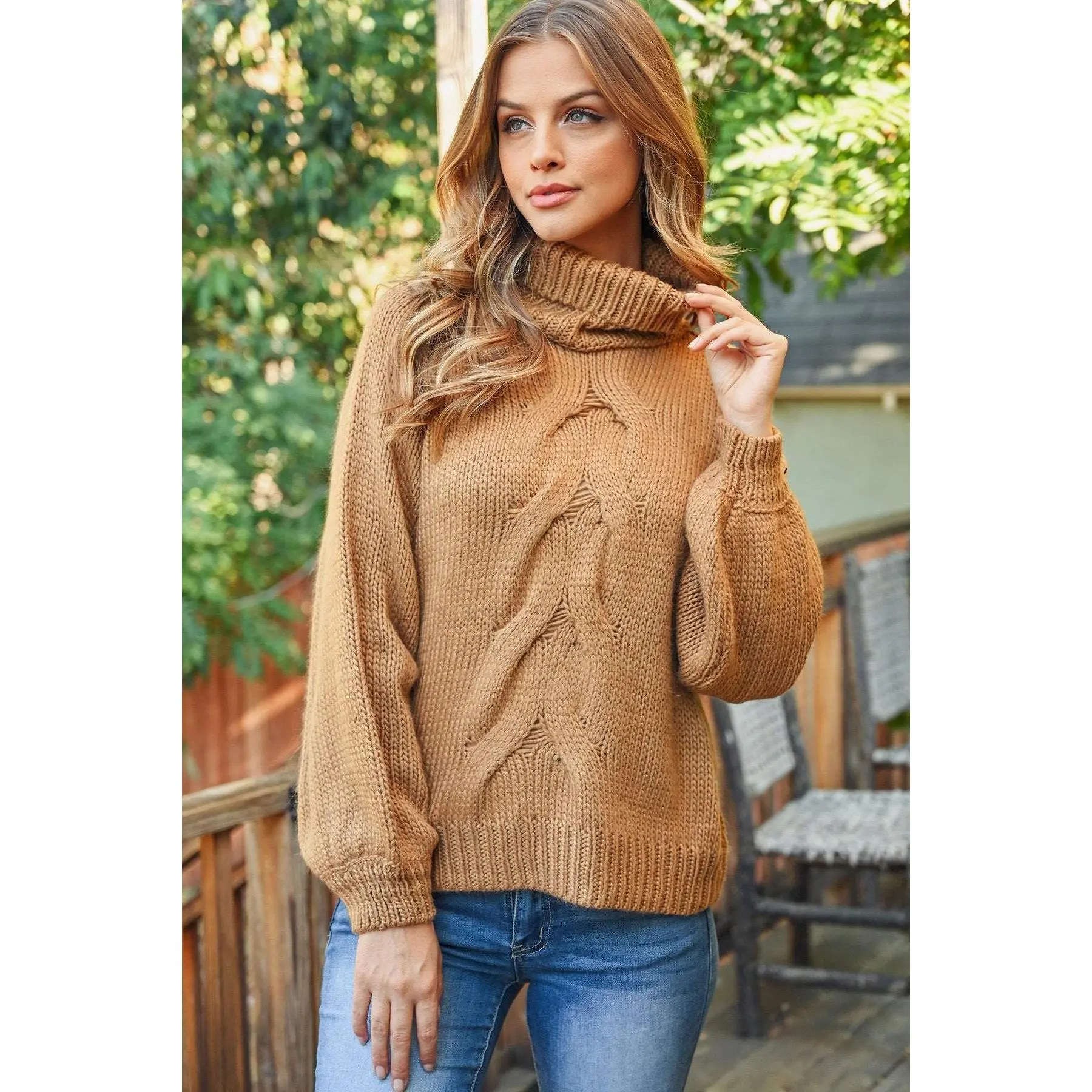 Cable Knit Turtleneck Sweater