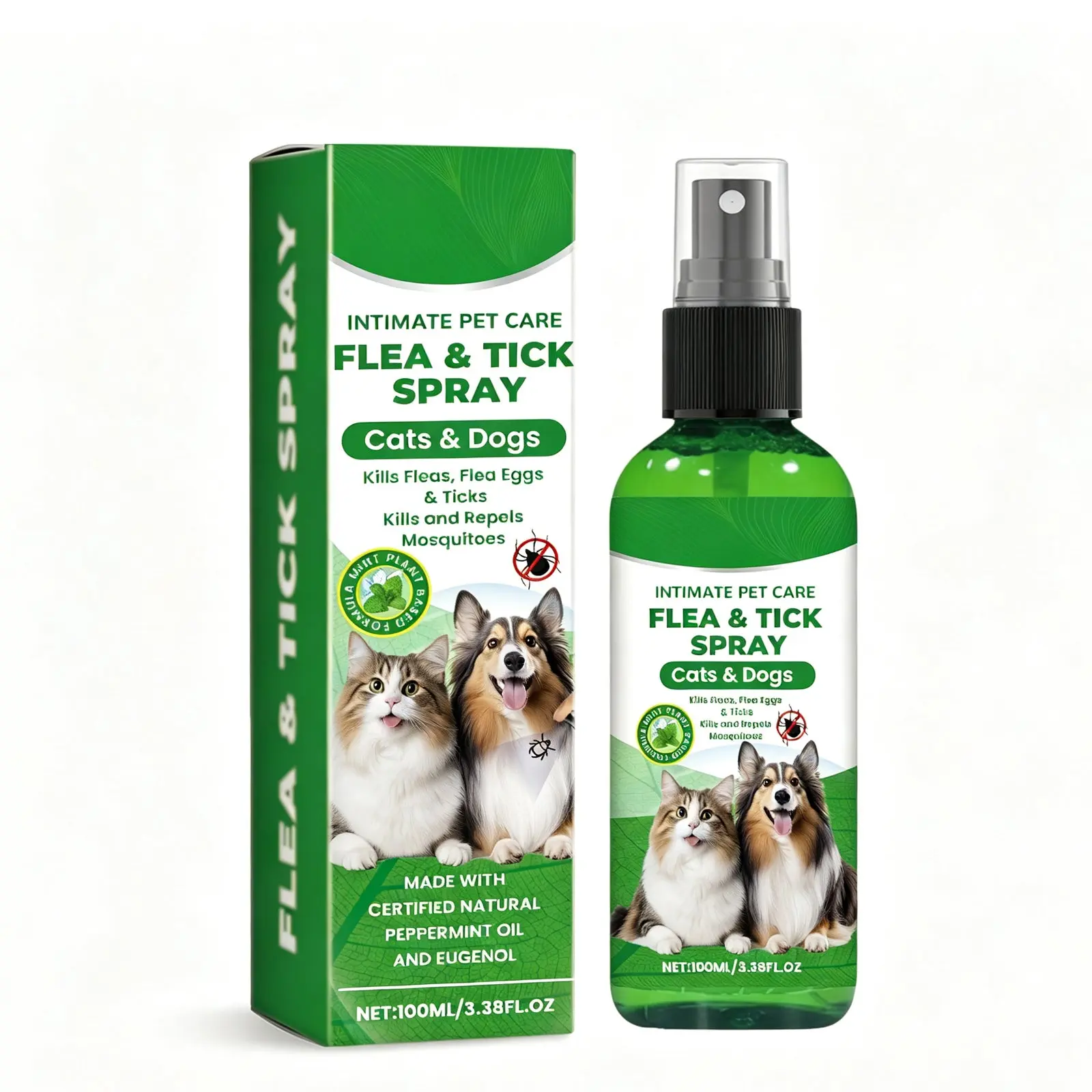 Natural Flea & Tick Spray for Dogs & Cats, Plant-Based Pest Repellent