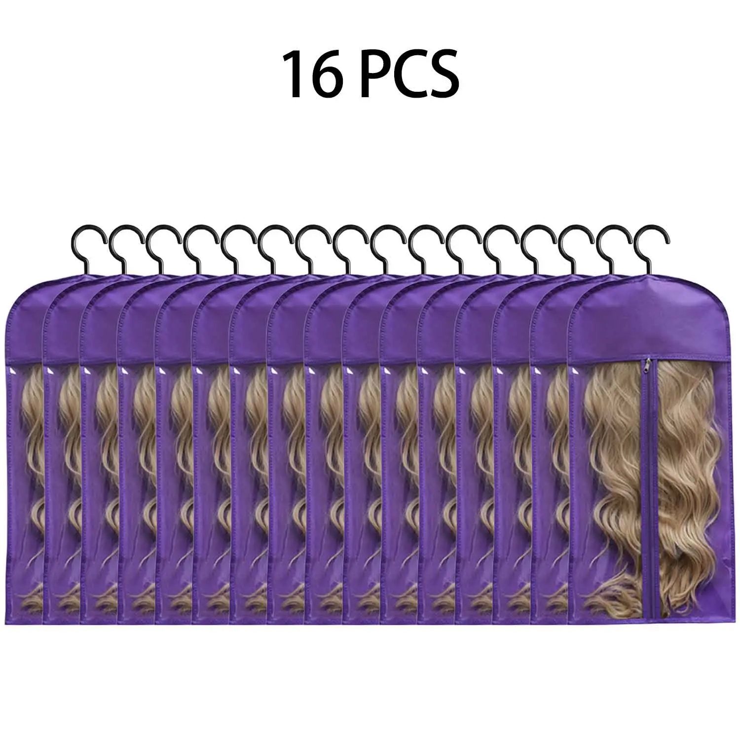 Wig Storage Hanging Bag Set - Wig Storage Bag Extra Long 80cm Organizers with Hanger Hook, 4/8/12/16-Pcs Packs Wig Storage Organizer Box